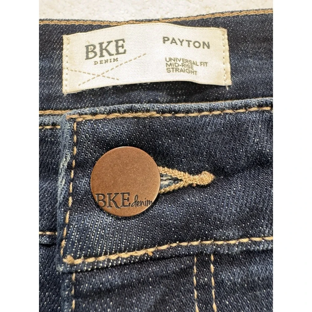 BKE Payton Jeans Women 36x32‎ Blue Universal Fit Mid Straight Whiskered Denim